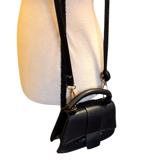 Mini Black Top Handle Crossbody Bag | Small Structured Satchel - Picture 3 of 3